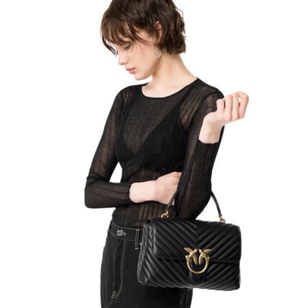 PINKO TOREBKA SKÓRZANA CLASSIC LADY LOVE BAG PUFF CHEVRON