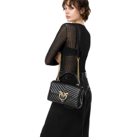 PINKO TOREBKA SKÓRZANA CLASSIC LADY LOVE BAG PUFF CHEVRON