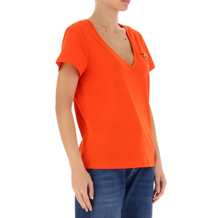 PINKO T-SHIRT DAMSKI Z BIŻUTERYJNYM LOGO LOVE BIRDS