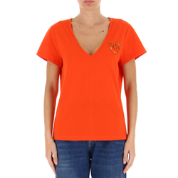PINKO T-SHIRT DAMSKI Z BIŻUTERYJNYM LOGO LOVE BIRDS