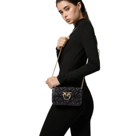 PINKO TOREBKA SKÓRZANA Z KRYSZTAŁKAMI LOVE ONE POCKET